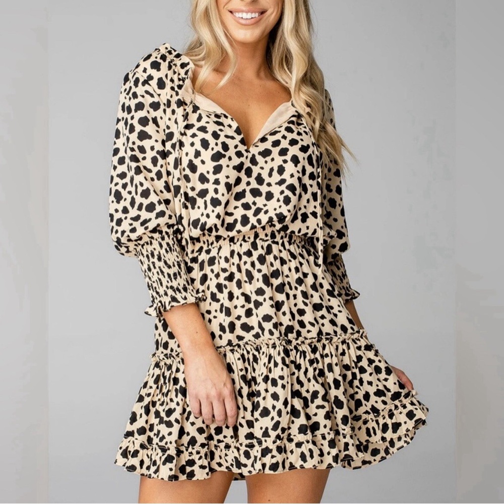 Buddy Love Cheetah Print Bronx Elastic Waist Mini Dress in Speckle